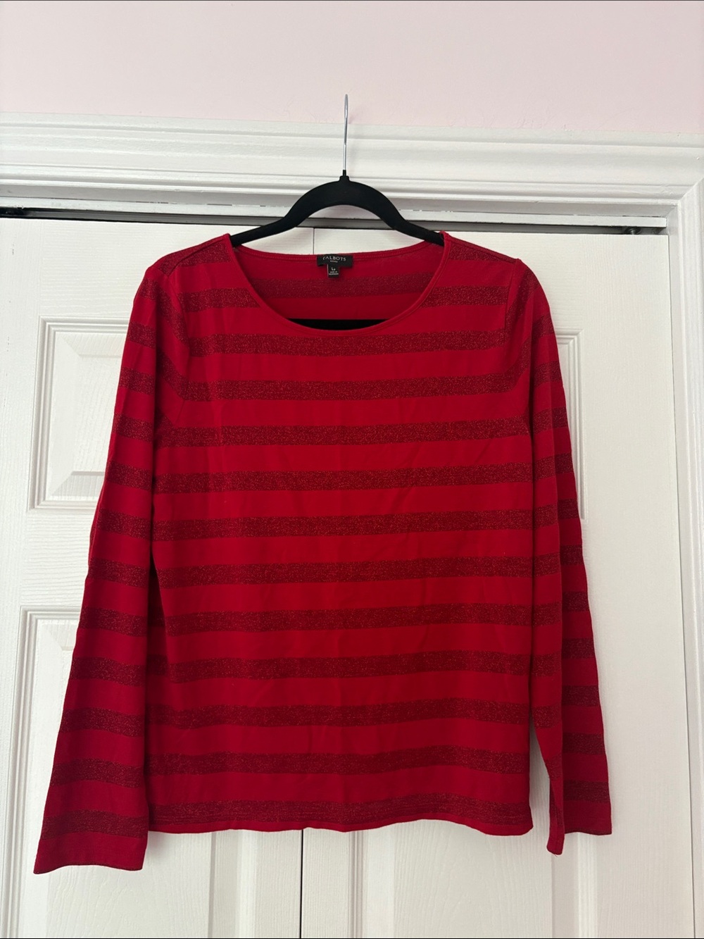 Talbots Red Striped Long-Sleeve Tee
